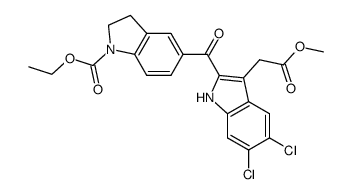 Methyl [5,6-dichloro-2-[(1-ethoxycarbonyl-2,3-dihydro-1H-indol-5-yl)Carbonyl]-1H-indol-3-yl]acetate结构式