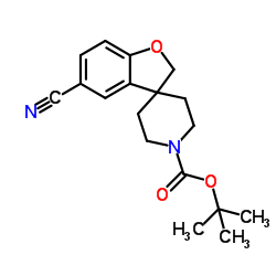 2-Methyl-2-propanyl 5-cyano-1'H-spiro[1-benzofuran-3,4'-piperidine]-1'-carboxylate结构式