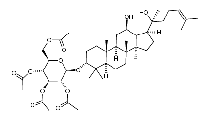 dammar-24-ene-3α,12β,20(S)-triol 3-O-(2',3',4',6'-tetra-O-acetyl-β-D-glucopyranoside)结构式