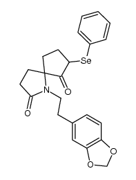 1-(2-(benzo[d][1,3]dioxol-5-yl)ethyl)-7-(phenylselanyl)-1-azaspiro[4.4]nonane-2,6-dione Structure