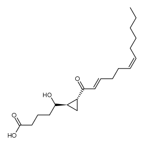 (S)-5-((1R,2R)-2-((2E,6Z)-dodeca-2,6-dienoyl)cyclopropyl)-5-hydroxypentanoic acid Structure