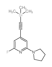 2-Fluoro-6-(pyrrolidin-1-yl)-4-((trimethylsilyl)-ethynyl)pyridine结构式