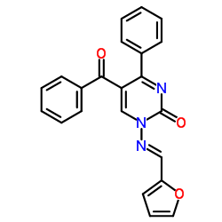5-Benzoyl-1-[(E)-(2-furylmethylene)amino]-4-phenyl-2(1H)-pyrimidinone Structure