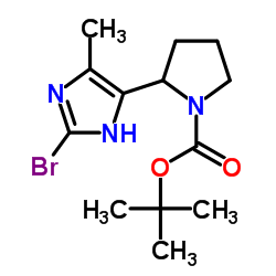2-Methyl-2-propanyl 2-(2-bromo-4-methyl-1H-imidazol-5-yl)-1-pyrrolidinecarboxylate Structure