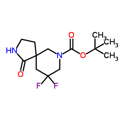 叔-丁基 9,9-二氟-1-氧亚基-2,7-二氮杂螺[4.5]癸烷-7-甲酸基酯结构式