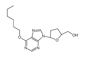 [(2S,5R)-5-(6-hexoxypurin-9-yl)oxolan-2-yl]methanol结构式