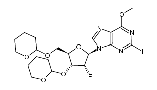 2-iodo-6-methoxy-9-(2-deoxy-2-fluoro-3,5-di-O-(tetrahydro-2-pyranyl)-β-D-ribofuranosyl)purine Structure