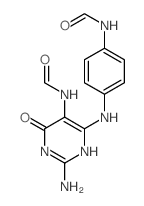 N-[2-amino-4-[(4-formamidophenyl)amino]-6-oxo-3H-pyrimidin-5-yl]formamide structure