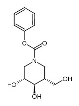 (3R,4R,5R)-phenyl 3,4-dihydroxy-5-(hydroxymethyl)piperidine-1-carboxylate结构式