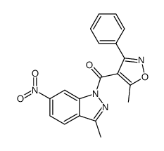 3-methyl-1-(5-methyl-3-phenyl-isoxazole-4-carbonyl)-6-nitro-1H-indazole结构式