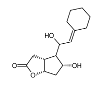 (3aR,5R,6aS)-4-(2-Cyclohexylidene-1-hydroxy-ethyl)-5-hydroxy-hexahydro-cyclopenta[b]furan-2-one Structure