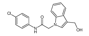 1H-INDOLE-1-ACETAMIDE, N-(4-CHLOROPHENYL)-3-(HYDROXYMETHYL)- structure