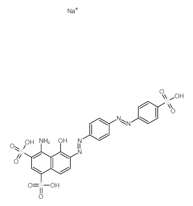 1,3-Naphthalenedisulfonicacid, 4-amino-5-hydroxy-6-[2-[4-[2-(4-sulfophenyl)diazenyl]phenyl]diazenyl]-,sodium salt (1:3) structure