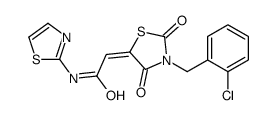 2-[3-[(2-chlorophenyl)methyl]-2,4-dioxo-1,3-thiazolidin-5-ylidene]-N-(1,3-thiazol-2-yl)acetamide结构式