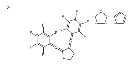 cyclopenta-1,3-diene,cyclopentane,1,2,3,4,5-pentafluoro-6-[[2-[(2,3,4,5,6-pentafluorophenyl)methylidene]cyclopentylidene]methyl]benzene,zirconium Structure