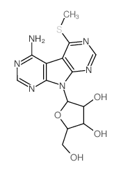 4-amino-5-(methylthio)-9-(β-D-ribofuranosyl)pyrrolo<2,3-d:5,4-d'>dipyrimidine Structure