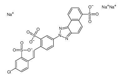 4-Chloro-4'-[6-sodiooxysulfonyl-2H-naphtho[1,2-d]triazol-2-yl]-2,2'-stilbenedisulfonic acid disodium salt structure