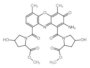 methyl 1-[2-amino-9-(4-hydroxy-2-methoxycarbonyl-pyrrolidine-1-carbonyl)-4,6-dimethyl-3-oxo-phenoxazine-1-carbonyl]-4-hydroxy-pyrrolidine-2-carboxylate structure