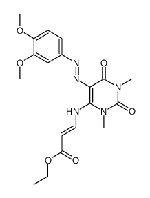 ethyl 3-((5-((3,4-dimethoxyphenyl)diazenyl)-1,3-dimethyl-2,6-dioxo-1,2,3,6-tetrahydropyrimidin-4-yl)amino)acrylate结构式