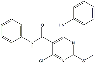 4-chloro-2-(methylthio)-N-phenyl-6-(phenylamino)pyrimidine-5-carboxamide结构式