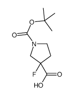 3-fluoro-1-[(2-methylpropan-2-yl)oxycarbonyl]pyrrolidine-3-carboxylic acid structure