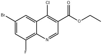 3-Quinolinecarboxylic acid, 6-bromo-4-chloro-8-fluoro-, ethyl ester结构式