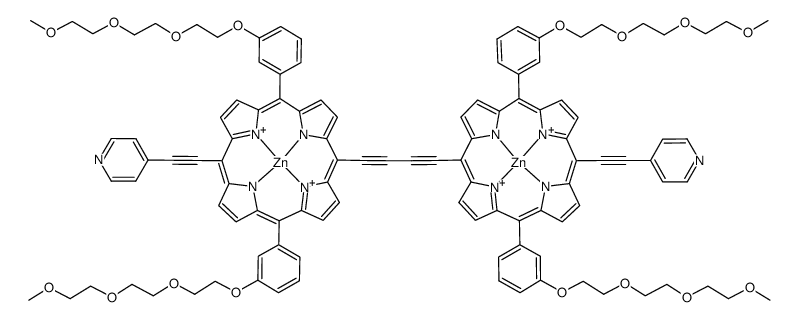 di-(4-Pyridylethinyl) zinc bis[3-[2-[2-(2-methoxyethoxy)ethoxy]ethoxy]phenyl]porphyrin-ethinyl dimer结构式