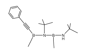 1,3-di-tert-butyl-2,4-diethyl-4-(phenylethynyl)-1,3-diazonia-2,4-diborata-1,3-butadiene结构式