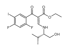 (S,Z)-ethyl 2-(2,4-difluoro-5-iodobenzoyl)-3-(1-hydroxy-3-methylbutan-2-ylamino)acrylate结构式