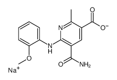 3-Pyridinecarboxylic acid, 5-(aminocarbonyl)-6-((2-methoxyphenyl)amino )-2-methyl-, monosodium salt Structure