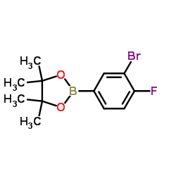 2-(3-溴-4-氟苯基)-4,4,5,5-四甲基-1,3,2-二氧硼杂环戊烷结构式