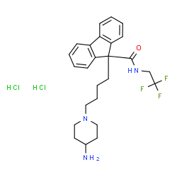 9-(4-(4-aminopiperidin-1-yl)butyl)-N-(2,2,2-trifluoroethyl)-9H-fluorene-9-carboxamide dihydrochloride结构式