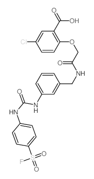 5-chloro-2-[[3-[(4-fluorosulfonylphenyl)carbamoylamino]phenyl]methylcarbamoylmethoxy]benzoic acid structure