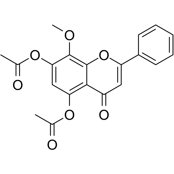 5,7-二羟基-8-甲氧基黄酮二乙酸酯结构式