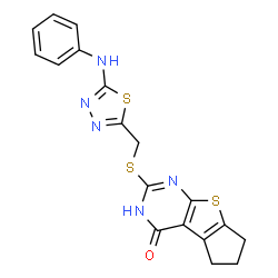 2-(((5-(phenylamino)-1,3,4-thiadiazol-2-yl)methyl)thio)-3,5,6,7-tetrahydro-4H-cyclopenta[4,5]thieno[2,3-d]pyrimidin-4-one结构式