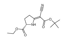 ethyl (2S)-5-((tert-butoxycarbonyl)(cyano)methylene)-pyrrolidine-2-carboxylate结构式