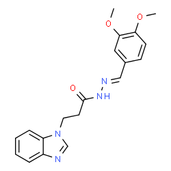 (E)-3-(1H-benzo[d]imidazol-1-yl)-N-(3,4-dimethoxybenzylidene)propanehydrazide结构式