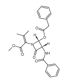 methyl 2-(2'R-phenylacetoxy-3'S-benzoylamino-4'-oxo)azetidinyl-3-methyl- 2-butenoate结构式