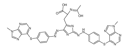(2S)-2-acetamido-3-[5-[[4-(9-methylpurin-6-yl)sulfanylphenyl]diazenyl]-2-[[4-(9-methylpurin-6-yl)sulfanylphenyl]hydrazinylidene]imidazol-4-yl]propanoic acid Structure
