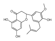 (2S)-5,7-dihydroxy-2-[4-hydroxy-3-methoxy-5-(3-methylbut-2-enyl)phenyl]-2,3-dihydrochromen-4-one Structure