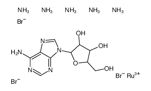 2-(6-aminopurin-9-yl)-5-(hydroxymethyl)oxolane-3,4-diol,azane,ruthenium(3+),tribromide Structure