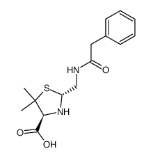 [2R-[2α,4β]]-5,5-dimethyl-2-[[(phenylacetyl)amino]methyl]-4-thiazolidinecarboxylic acid结构式