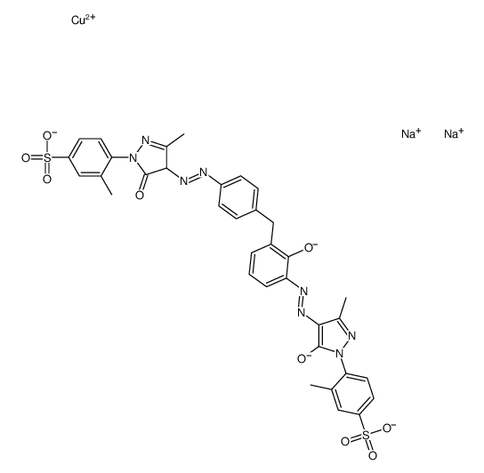 [4-[4,5-二氢-4-[[4-[[4,5-二氢-3-甲基-1-(2-甲基-5-磺基苯基)-5-氧代-1H-吡唑-4-基]偶氮]-3-羟基苯基]甲基]苯基]偶氮]-3-甲基-5-氧代-1H-吡唑-1-基]-5-甲苯磺酸根合(4-)]铜酸(2-)二钠结构式