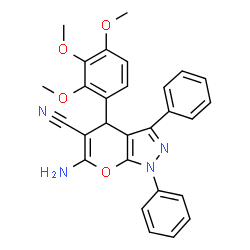 6-Amino-1,3-diphenyl-4-(2,3,4-trimethoxyphenyl)-1,4-dihydropyrano[2,3-c]pyrazole-5-carbonitrile structure