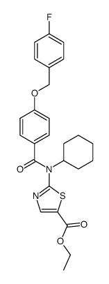 2-{Cyclohexyl-[4-(4-fluoro-benzyloxy)-benzoyl]-amino}-thiazole-5-carboxylic acid ethyl ester结构式