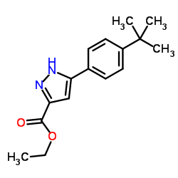 Ethyl 5-[4-(2-methyl-2-propanyl)phenyl]-1H-pyrazole-3-carboxylate结构式