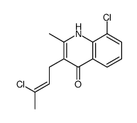 8-chloro-3-(3-chlorobut-2-enyl)-2-methyl-1H-quinolin-4-one结构式