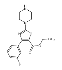 ethyl 2-piperazine-4-(3-fluoro)phenyl thiazole-5-carboxylate structure