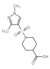 1-(1,3-dimethylpyrazol-4-yl)sulfonylpiperidine-4-carboxylic acid structure