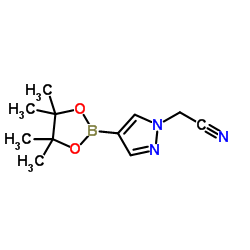 2-(4-(4,4,5,5-Tetramethyl-1,3,2-dioxaborolan-2-yl)-1H-pyrazol-1-yl)acetonitrile structure